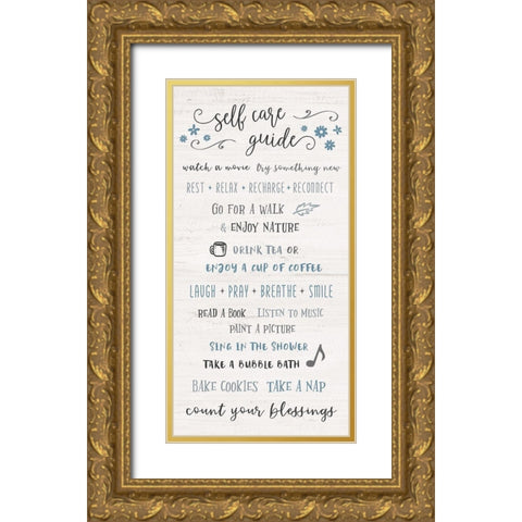 Self Care Guide Gold Ornate Wood Framed Art Print with Double Matting by Carpentieri, Natalie