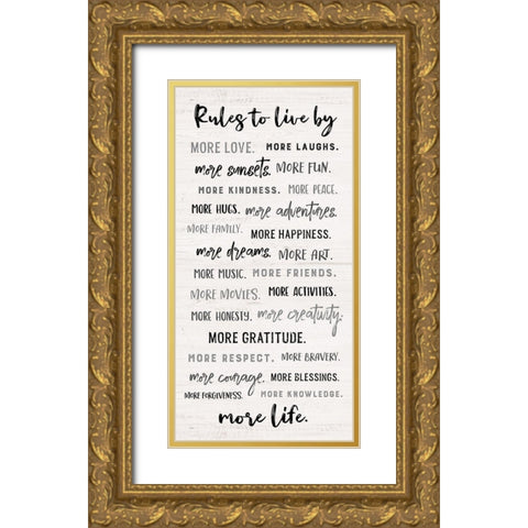 Rules to Live By Gold Ornate Wood Framed Art Print with Double Matting by Carpentieri, Natalie