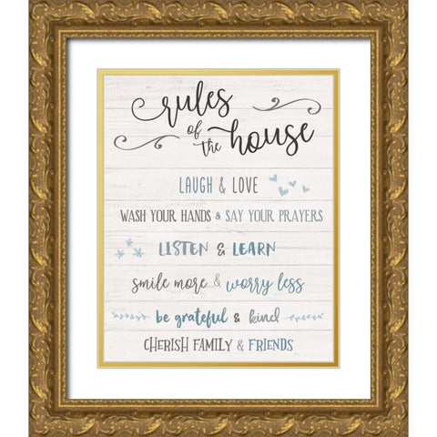 Rules of the House Gold Ornate Wood Framed Art Print with Double Matting by Carpentieri, Natalie