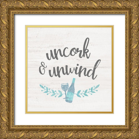 Wine OClock Gold Ornate Wood Framed Art Print with Double Matting by Carpentieri, Natalie