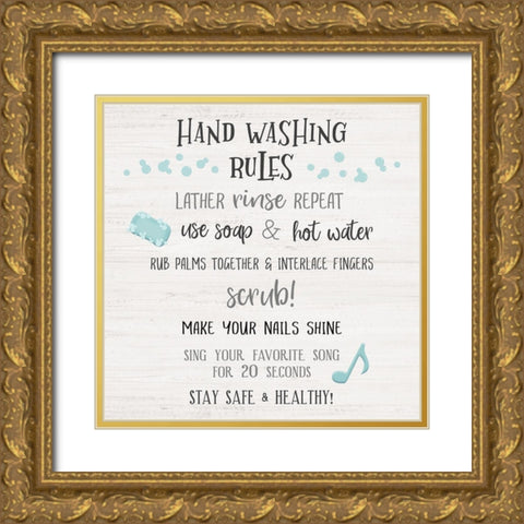 Lather Rinse Rules Gold Ornate Wood Framed Art Print with Double Matting by Carpentieri, Natalie