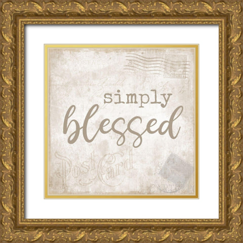 Designs - Postcard Blessed Gold Ornate Wood Framed Art Print with Double Matting by CAD Designs