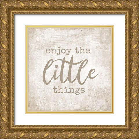 Postcard Little Things Gold Ornate Wood Framed Art Print with Double Matting by CAD Designs