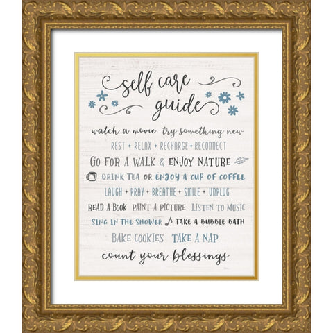 Guide to Self Care Gold Ornate Wood Framed Art Print with Double Matting by Carpentieri, Natalie