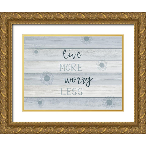 Live More Gold Ornate Wood Framed Art Print with Double Matting by CAD Designs