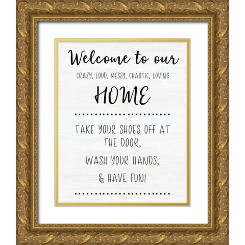 Welcome to Our Home Gold Ornate Wood Framed Art Print with Double Matting by CAD Designs