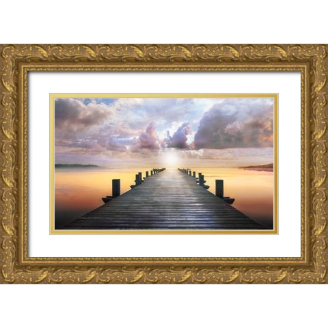 Blue Way Gold Ornate Wood Framed Art Print with Double Matting by Calascibetta, Mike