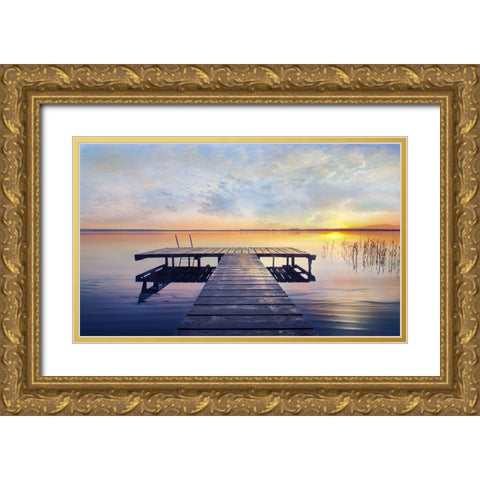 Evening Calm Gold Ornate Wood Framed Art Print with Double Matting by Calascibetta, Mike