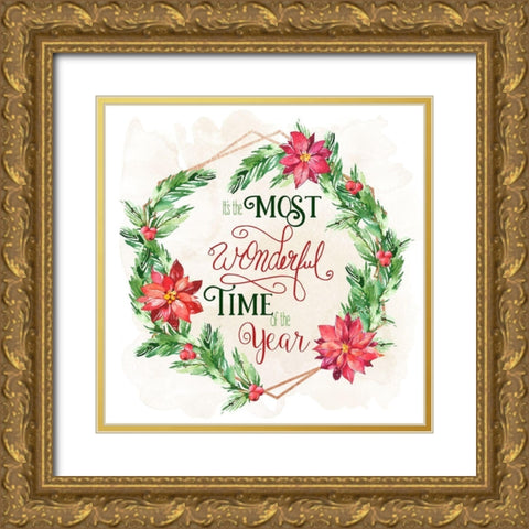 Most Wonderful Time Gold Ornate Wood Framed Art Print with Double Matting by Santiago, Daniela