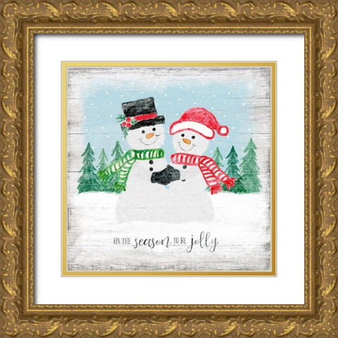 Snow Hug Gold Ornate Wood Framed Art Print with Double Matting by Carpentieri, Natalie