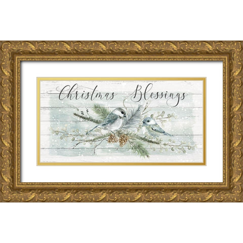 Christmas Blessings Gold Ornate Wood Framed Art Print with Double Matting by Robinson, Carol