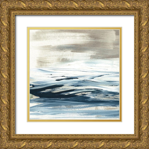 Tumultuous Indigo I Gold Ornate Wood Framed Art Print with Double Matting by Jill, Susan