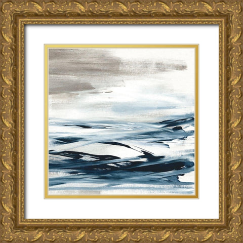 Tumultuous Indigo II Gold Ornate Wood Framed Art Print with Double Matting by Jill, Susan