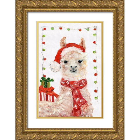 Holiday Llama I Gold Ornate Wood Framed Art Print with Double Matting by Swatland, Sally