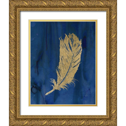 Golden Feather IV Gold Ornate Wood Framed Art Print with Double Matting by Robinson, Carol