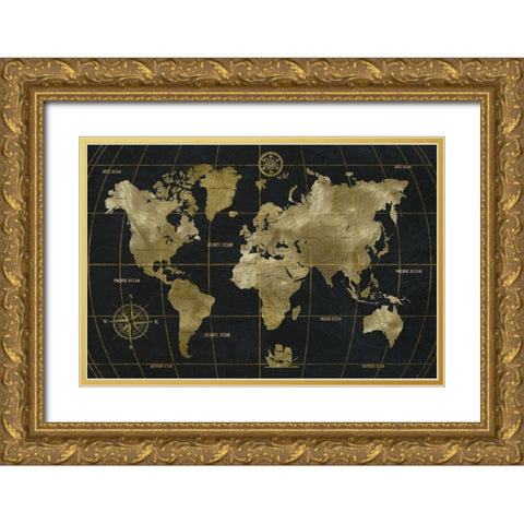 Golden World Gold Ornate Wood Framed Art Print with Double Matting by Nan