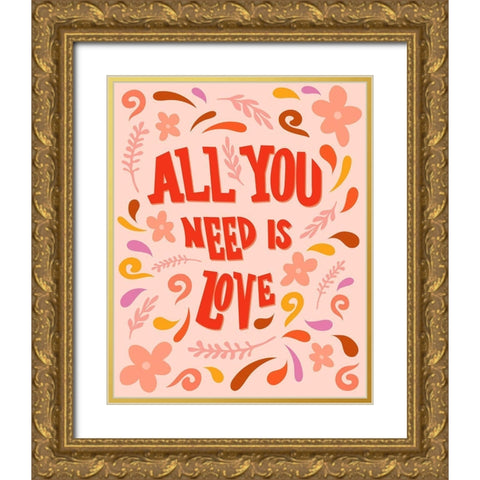 Retro Love Gold Ornate Wood Framed Art Print with Double Matting by Carpentieri, Natalie