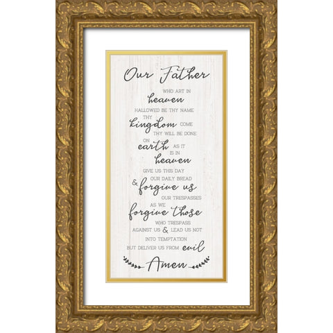 Our Father Gold Ornate Wood Framed Art Print with Double Matting by CAD Designs