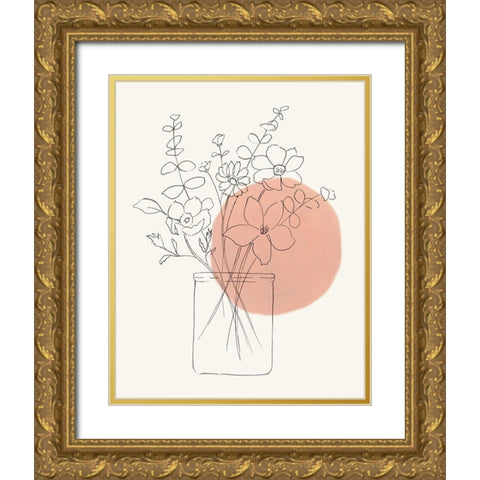 Contemporary Wildflower Bouquet Gold Ornate Wood Framed Art Print with Double Matting by Nan