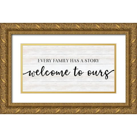 Family Story Gold Ornate Wood Framed Art Print with Double Matting by CAD Designs