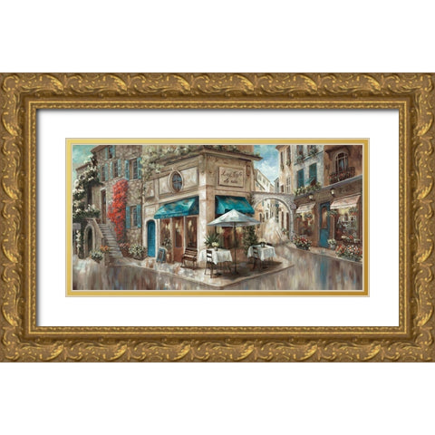 Corner Cafe Gold Ornate Wood Framed Art Print with Double Matting by Nan