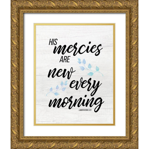 Lamentations 3:23 Gold Ornate Wood Framed Art Print with Double Matting by Santiago, Daniela
