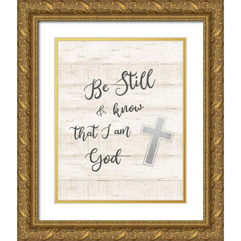 Be Still Gold Ornate Wood Framed Art Print with Double Matting by CAD Designs