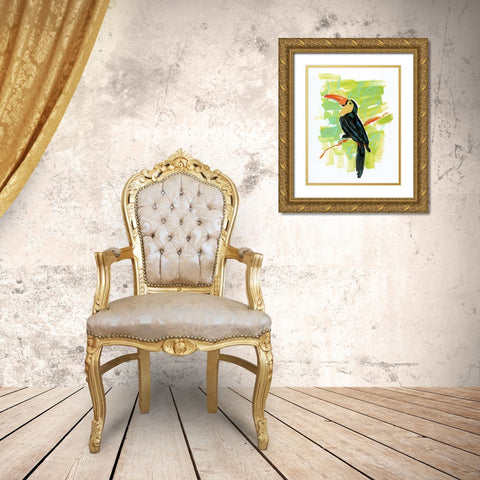 Exotic Toucan Gold Ornate Wood Framed Art Print with Double Matting by Swatland, Sally