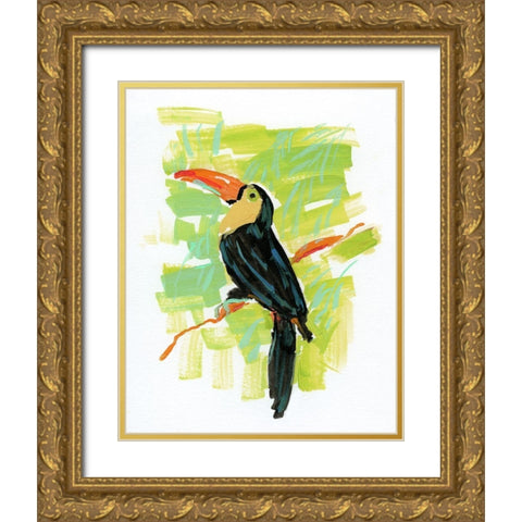 Exotic Toucan Gold Ornate Wood Framed Art Print with Double Matting by Swatland, Sally