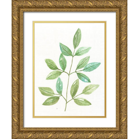 Spring Greens III Gold Ornate Wood Framed Art Print with Double Matting by Nan