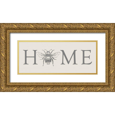 Bee Home Gold Ornate Wood Framed Art Print with Double Matting by Santiago, Daniela