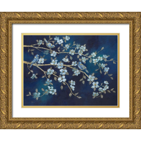 Bluebird Conference Gold Ornate Wood Framed Art Print with Double Matting by Nan