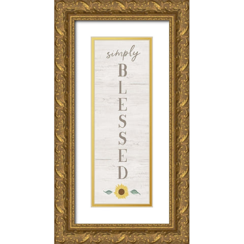 Simply Sunflower Gold Ornate Wood Framed Art Print with Double Matting by Carpentieri, Natalie