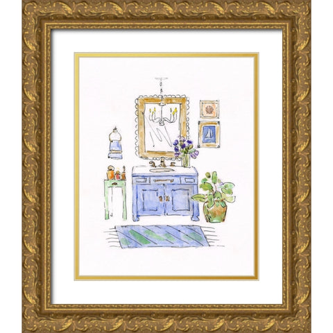 Sketchy Bath II Gold Ornate Wood Framed Art Print with Double Matting by Swatland, Sally