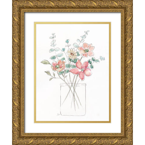 Whimsical Wildflowers I Gold Ornate Wood Framed Art Print with Double Matting by Nan