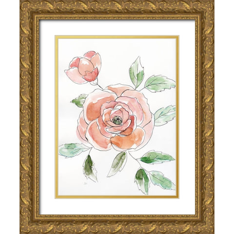 Rose Contour Gold Ornate Wood Framed Art Print with Double Matting by Nan