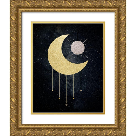 Jeweled Moon Gold Ornate Wood Framed Art Print with Double Matting by Santiago, Daniela