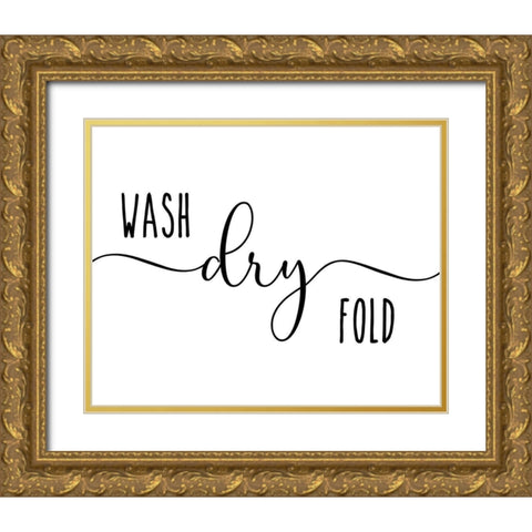 Wash Dry Fold Gold Ornate Wood Framed Art Print with Double Matting by CAD Designs