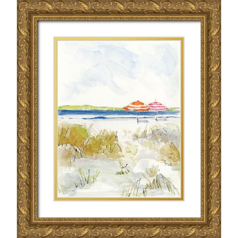 Sketchy Beach II Gold Ornate Wood Framed Art Print with Double Matting by Swatland, Sally