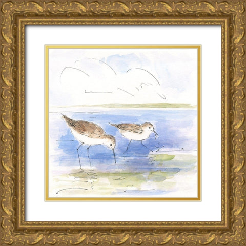 Sketchy Shore Birds I Gold Ornate Wood Framed Art Print with Double Matting by Swatland, Sally