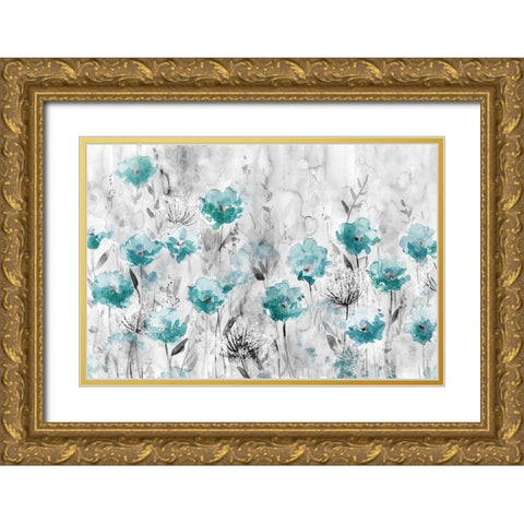 Poppy Garden Gold Ornate Wood Framed Art Print with Double Matting by Robinson, Carol