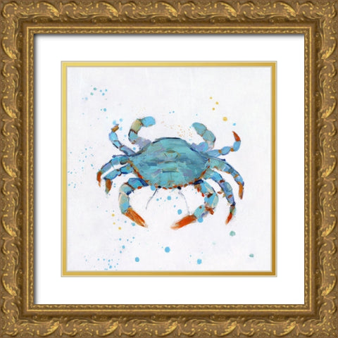 Bubbly Blue Crab Gold Ornate Wood Framed Art Print with Double Matting by Swatland, Sally