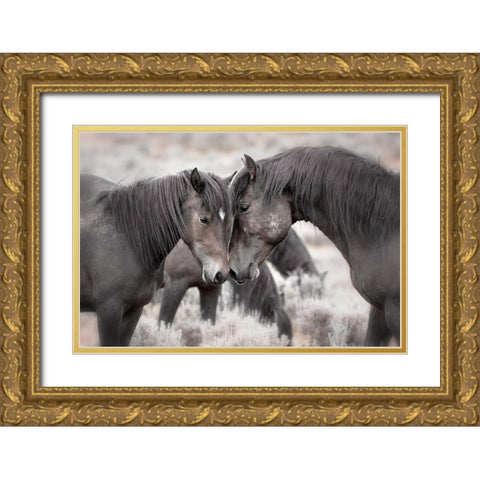 Wild Horses Gold Ornate Wood Framed Art Print with Double Matting by Ditto, Larry