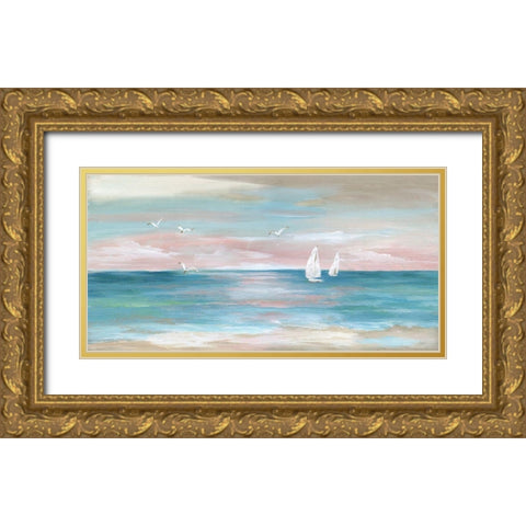 Pastel Sunset Gold Ornate Wood Framed Art Print with Double Matting by Nan