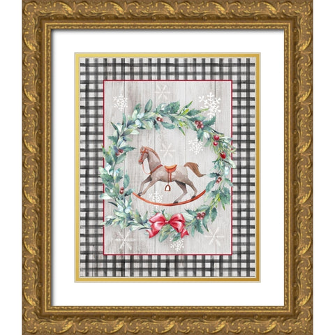 Rocking Horse Gold Ornate Wood Framed Art Print with Double Matting by Knutsen, Conrad