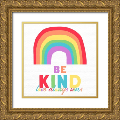 Be Kind Gold Ornate Wood Framed Art Print with Double Matting by Santiago, Daniela