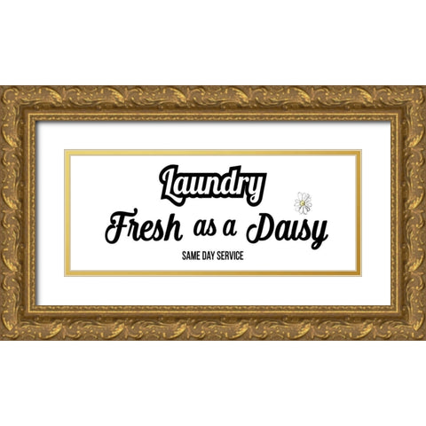 Daisy Laundry Gold Ornate Wood Framed Art Print with Double Matting by Jill, Susan