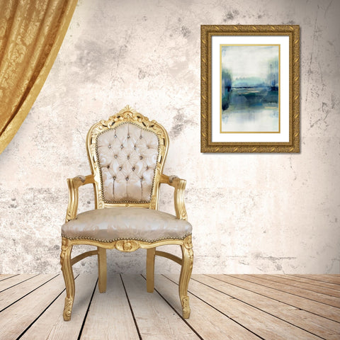 Indigo Meadow Gold Ornate Wood Framed Art Print with Double Matting by Jill, Susan