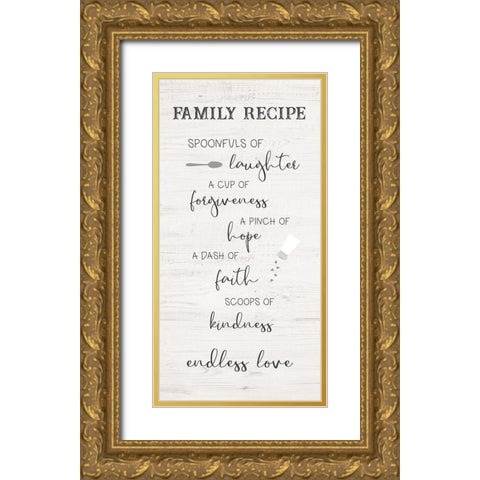 Family Kitchen Gold Ornate Wood Framed Art Print with Double Matting by CAD Designs
