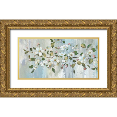 Painterly Blossoms Gold Ornate Wood Framed Art Print with Double Matting by Nan